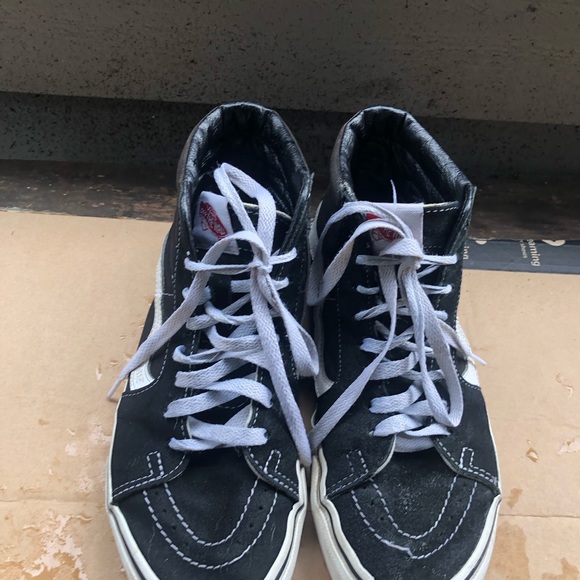 Vans Off The Wall 721454  Unisex’s Black Suede Hi High Top Black Shoes SZ M6,W8 - Picture 2 of 12